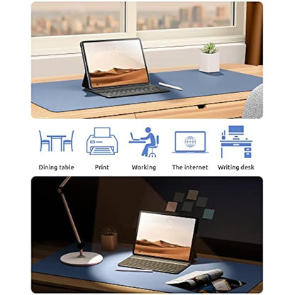YSAGi Leather Desk Mat, Large Mouse Mat, Non-Slip Desk Pad, Waterproof PU Leather Table Protector Writing Pad for Office and Home (60 x 35 cm, Sea Blue)