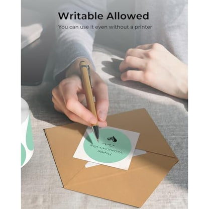 MUNBYN 50x50mm Green Circle Thermal Sticker Labels, Self-Adhesive Round Direct Thermal Labels, Multi-Purpose Roll Sticker for DIY Logo Design, QR Code, Name Tag, Inventory-750 Sheet/1 Roll