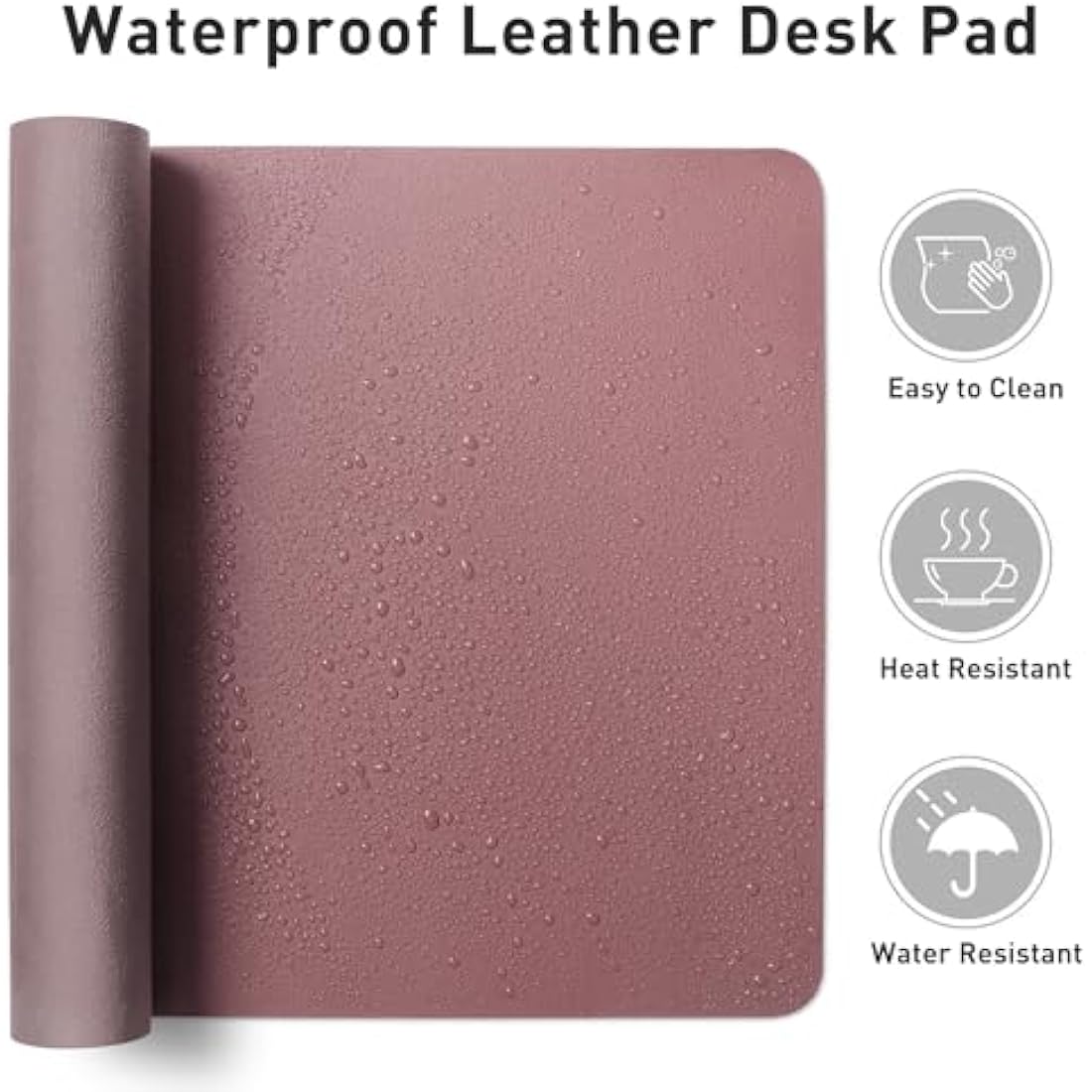 Aothia Leather Desk Protector, Office Mat, Non-Slip PU Leather Blotter, Waterproof Writing Pad for Office and Home (80cm x 40cm, Dark Pink)