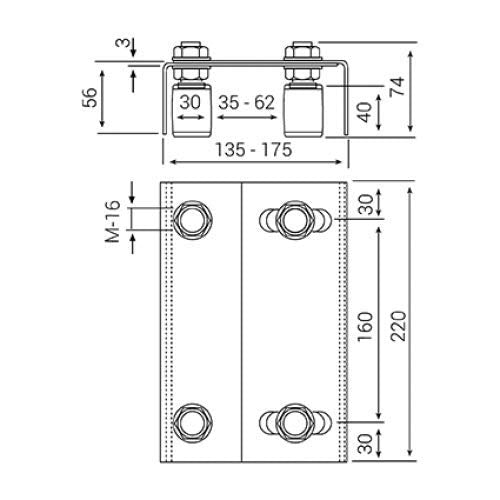 DOJA Barcelona Gate Roller Guide, Adjustable Floor Guide for Sliding Gate, - 4 Nylon Sliding Gate Rollers - Gate Guide Support Bracket with Nylon