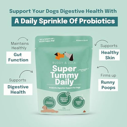 Buddy and Lola Probiotics for Dogs - High CFU Count, Plant-Based Dog Probiotics Powder for Gut Health and Skin Health - Essential Dog Soil Based Probiotic Supplement