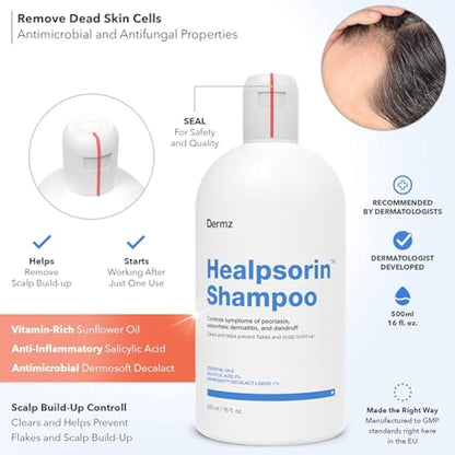 Medicated Shampoo Bundle with 2X Cream for Psoriasis & Eczema - Treatment for Itchy, Cracked & Irritated Skin - Dermatology - Healpsorin