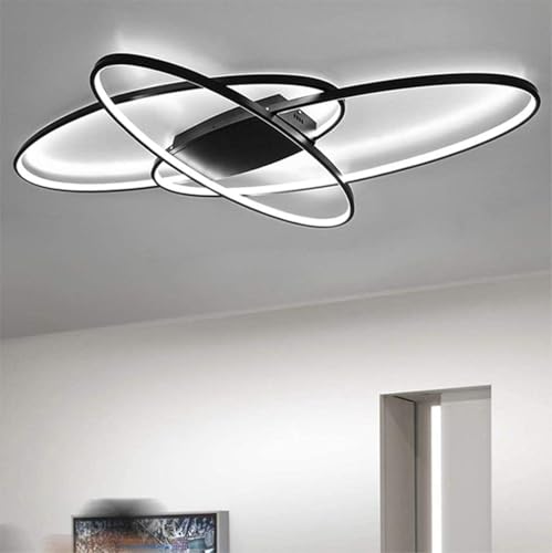 Living Room LED Ceiling Lights,90 CM Dimmable Light Fixtures with Remote Control,Modern Chic Oval Design Flush Mount Chandelier Lighting for Bedroom