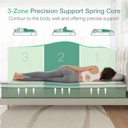 Novilla Mattresses King Size 9.8 Inch 3-Zone Gel Memory Foam Pocket Sprung Mattress, 5FT Hybrid Mattress Firm with Oeko-tex Knitted Fabric and CertiPUR-US Foam 150x200x25cm