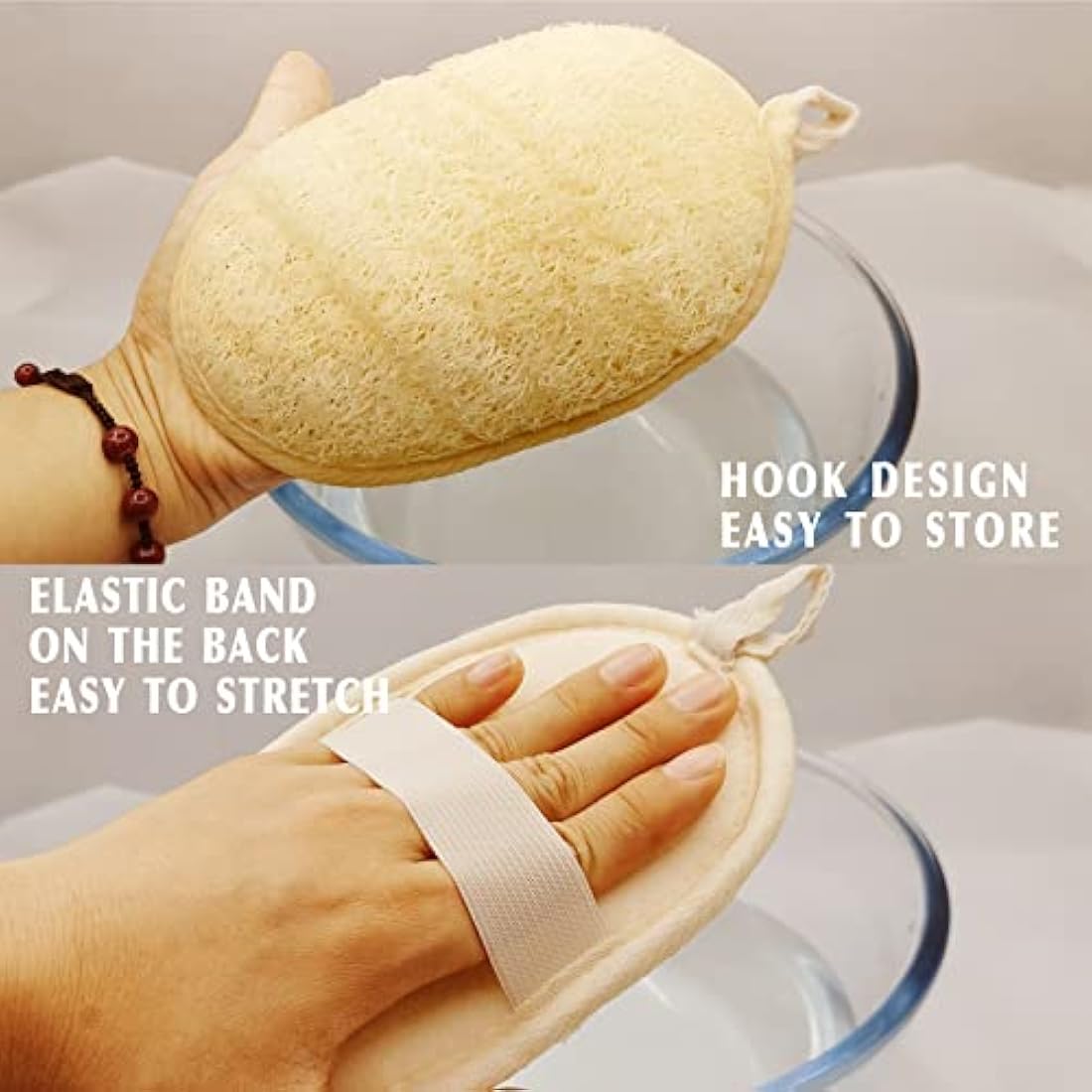 Natural Loofah Sponge Exfoliating Body Scrubber (3 Pack),Made with Eco-Friendly and Biodegradable Shower Luffa Sponge, Loofah for Women and Men, Beige…