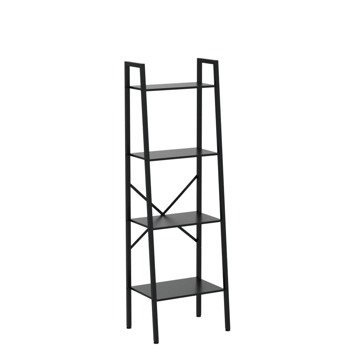 Hoctieon 4-Tier Industrial Ladder Bookshelf, Narrow Ladder Shelf, Tall Standing Bookshelf, Skinny Open Ladder Shelf, for Living Room, Home Office