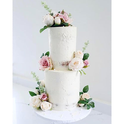 The Baked Studio – 'Dried Touch 12-Piece Small Rose And Tea Rose Stem Bouquet' Artificial Dried Flowers For Cake Decorating, Home Décor, Vase, Weddings, Bridesmaid Bouquets (Ivory)