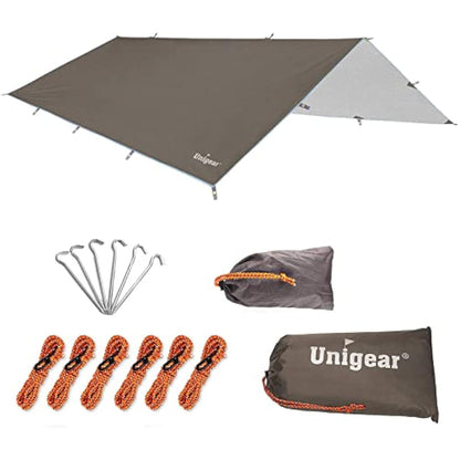 Unigear Tarp Rain Fly Tarp Waterproof Tent Cover Hiking Shelter Foldable Lightweight Waterproof for Camping and Protection Against Rain, Snow and Sun