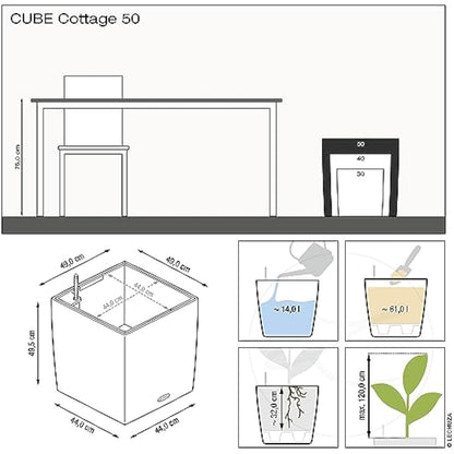 LECHUZA CUBE Cottage 50 granite 15392
