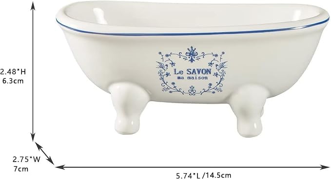 Ceramic Mini Bathtub Soap Dish Decortative Clawfoot Bathroom Soap Dish (Style 01)