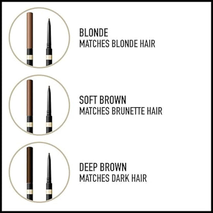 MAX FACTOR - Brow Shaper - Double Tipped Mechanical Pencil With Spoolie Brush - Utltra Fine Tip For Precise Application, Softening Effect, Matte Finish - 20 Brown - 1g
