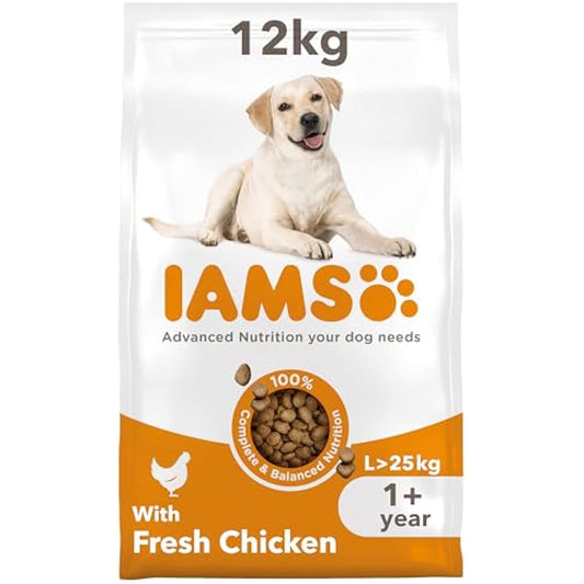 IAMS Adult Large Complete Dry Dog Food Chicken 12kg - With DentalCare System