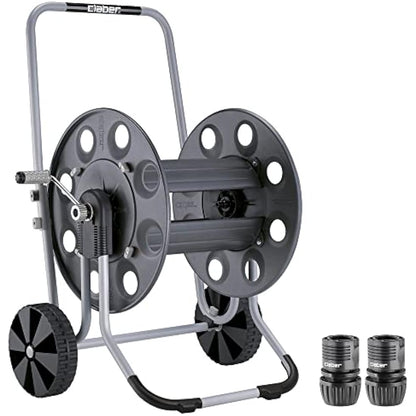 Claber Metal Gemini hose reel with metal frame and drum, ideal for large-sized gardens