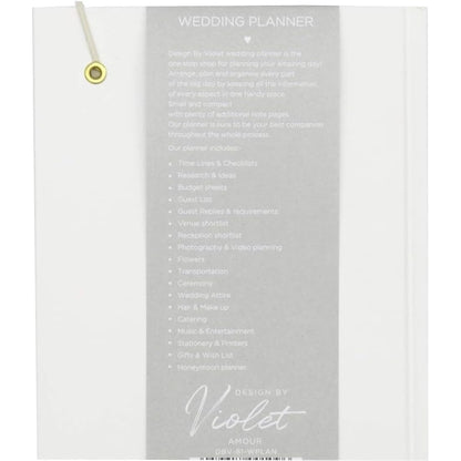 Design By Violet Ultimate Wedding Planner Book – A5 Size (5.8” x 8.3”) – Comprehensive Wedding Planning Organiser – White Planner Notebook with Budget Tracker, Guest List, Venue & Honeymoon Planning