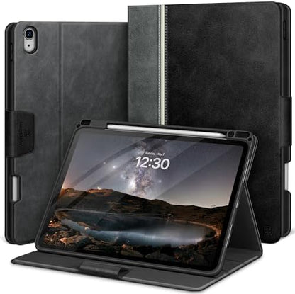 KingBlanc for iPad Air 13 inch Case (M3 2025/M2 2024) with Pencil Holder, Vegan Leather Protective Stand Cover, Auto Wake/Sleep, Angles for Viewing/Drawing, Supports Pencil Pro/(USB-C), Black