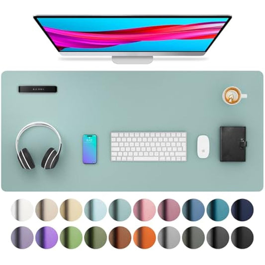 Aothia Leather Pad, Mouse Mat, Office Desk Mat, Non-Slip PU Leather Desk, Laptop Desk Pad, Waterproof Desk Writing Pad for Office and Home (91 cm x 43 cm, Light Blue)