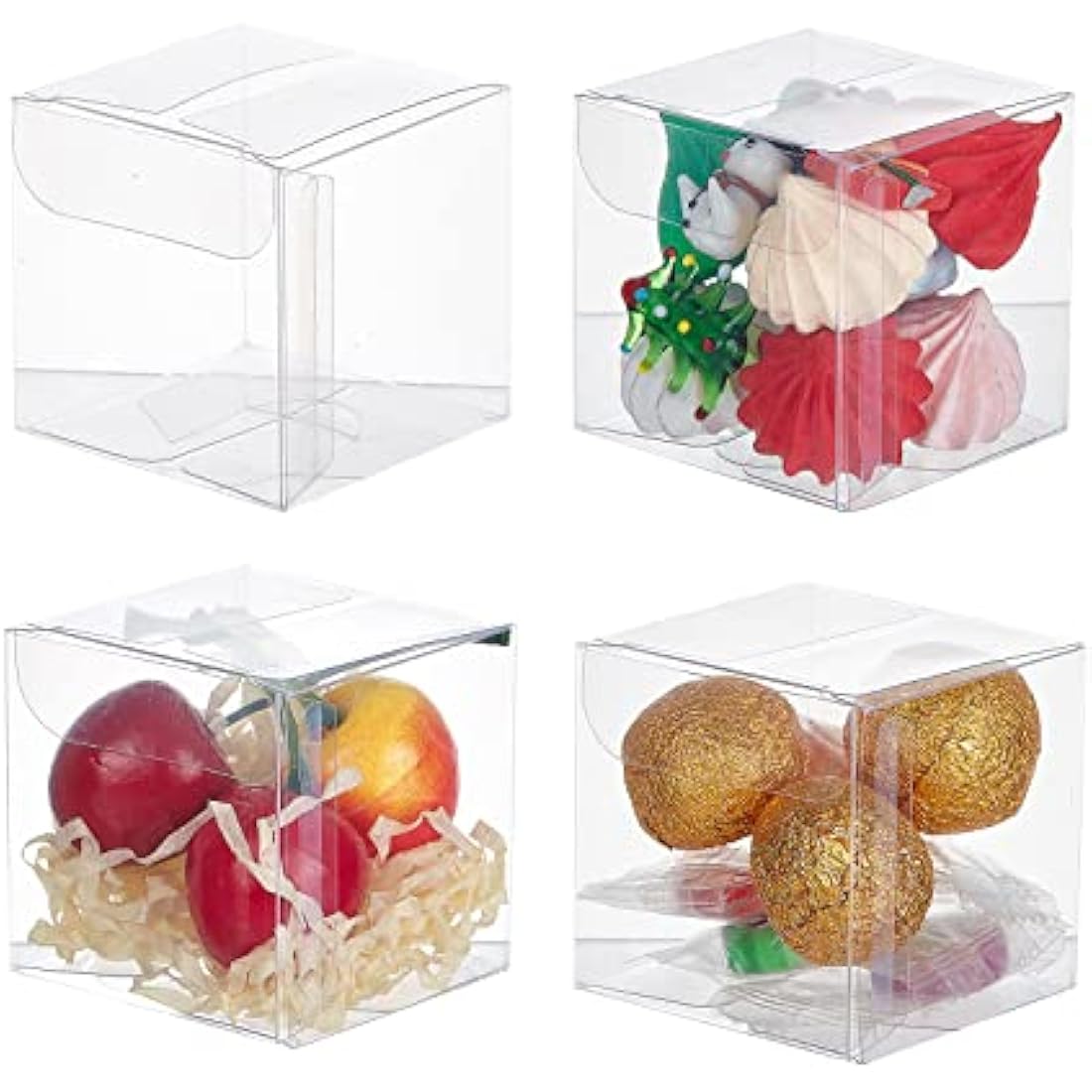 BENECREAT 60PCS 5x5x5cm Clear Cube Wedding Favour Boxes with Protective Film, PVC Transparent Cube Gift Boxes for Jewelry Storage Display, Candy, Chocolate, Cake, Balloon