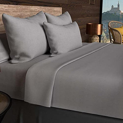 Soleil d'ocre 611825 Fitted Sheet Made of cotton, 190 x 90 CM Grey