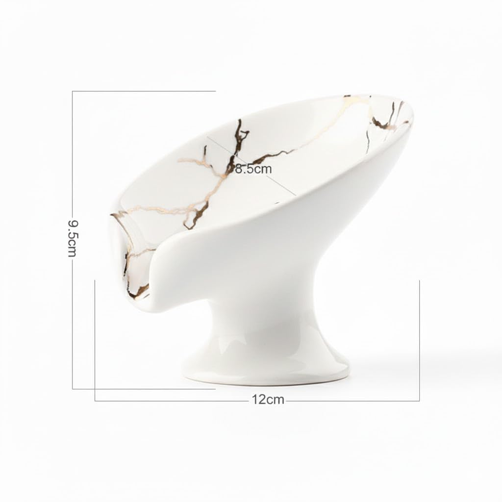 Urban London Premium Punch-Free Ceramic Soap Dish Self Draining Soap Dish for Shower Ceramic Soap Holder for Bathroom Kitchen Modern Bathroom