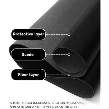 YSAGi Non-Slip Desk Pad, Waterproof PVC Leather Desk Table Protector, Ultra Thin Large Mouse Pad, Easy Clean Laptop Desk Writing Mat for Office Work/Home/Decor (60 x 35 cm, Black)