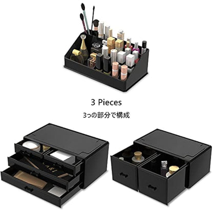 READAEER Makeup Cosmetic Organiser Storage Drawers Display Boxes Case with 6 Drawers, 3 Pieces, Freely Combined and Stacked.