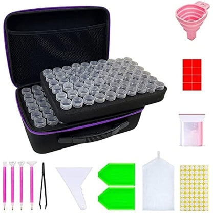 GJIE Diamond Painting Storage Boxes, 120 Slots Bead Storage with 5D Diamond Art Accessories and Tools Kit