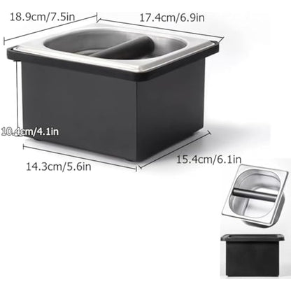 Gocoffun Espresso Coffee Knock Box, Stainless Steel Coffee Pucks Container, with Noise Reduction Rubber Ring,Silicone Bar for Knocking Portafilter Filter Grinds
