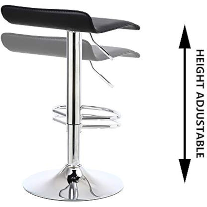 KKTONER 2 x Square Bar Stools PU Leather Swivel Adjustable Counter Stool Office Chair With Footrest (Black)