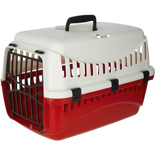 Kerbl Transport Box Expedion with Plastic Door, 45 x 30 x 30 cm, Creme/ Bordeaux