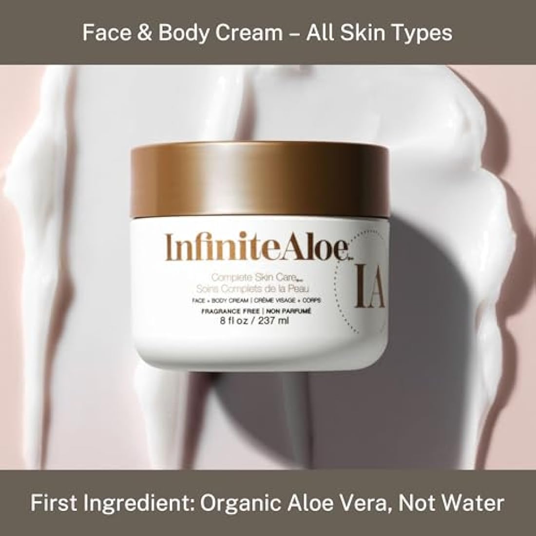 Aloe Vera Body & Face Moisturizer – Original Scent Face Cream, Body Cream, Hand Lotion for Dry Skin – 1 Large Jar (8 Oz.) & 1 Travel Jar (0.5 Oz.) – Full Body Lotion for Skin Care by InfiniteAloe