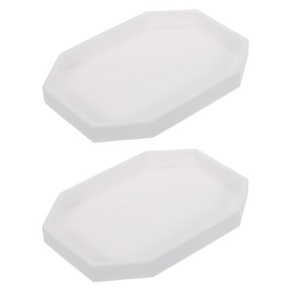 sourcing map 2Pcs Bathroom Vanity Tray, 7.9" x 6" Octagon Silicone Soap Dispenser Trays