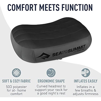 Sea to Summit - Aeros Premium Pillow R - Inflatable Travel Pillow - Soft & Comfy Brushed 50D Polyester - Lock System - Ultra-Sil Stuff Sack - For Backpacking - 34 x 24 x 11cm - Lime Green - 79g
