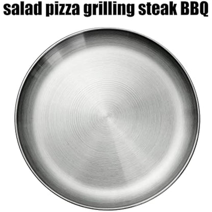 WANBY Stainless Steel Plates 304 Metal Lightweight Steel Plate Unbreakable Dinner Dishes Plates Set Non-Toxin Dishwasher Safe BPA Free and Healthy (10 Pcs)