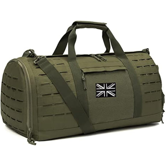 QT&QY 40L Military Tactical Duffle for Men - Sport Gym Fitness Tote Travel Bag With Shoe Compartment for Training, Workout, Football - Weekender