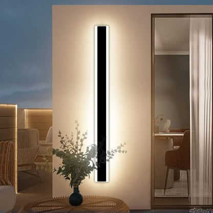 Mikeru 150cm Black Minimalist Outdoor LED Light, 3000k Warm White Light, IP65 Rainproof, Deck, Garden, Villa, Patio, Garage