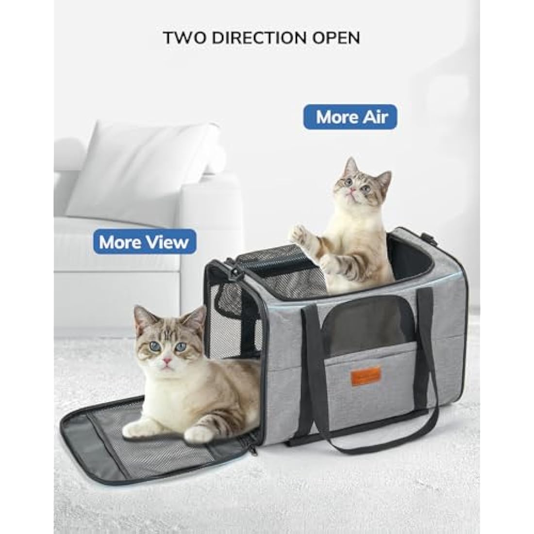 Morpilot Cat Carrier with Wheels Airline Approved, Pet Dog Carrier with Wheels for Small Dogs, Rolling Cat Carrier for Large Cats Puppy Stroller Detachable and Foldable Pet Travel Bag Dark Gray
