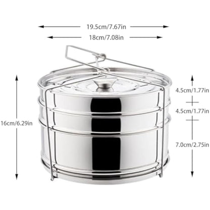 Ladieshow Stackable 3 Tier Stainless Steel Steamer Cooker Pot Set Cook Food Pressure Pot Accessories for Pressure Cooker, Upgrade Interchangeable Lids