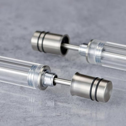 Asvine V200 Titanium Fountain Pen with Clear Acrylic Case and Extra Fine Nib with Vacuum Refill