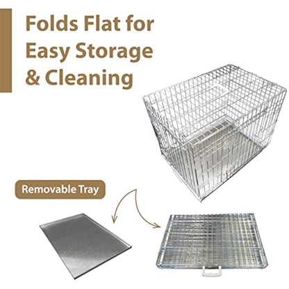 Ellie-Bo Silver Standard Large 36-inch Folding 2-Door Dog Cage/Crate with Metal Tray
