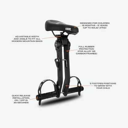 Kids Ride Shotgun - Child Bike Seats - Front Mounted, For children aged 2~5 years, Fits Most Adult Modern Mountain Bikes, Adjustable for Comfort