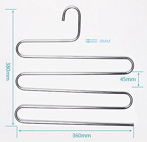 MEYA Set of 2 Trousers Rack Closet Hangers Stainless Steel S-type Pants Hangers Multi Layer Space Saver Storage Rack