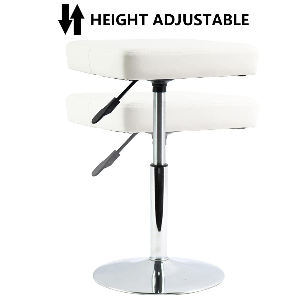 FURWOO PU Leather Square Cutting Stool Height Adjustable Swivel Workshop Barber Shop Beauty Spa Drafting Tattoo Work Stool Short Task Chair