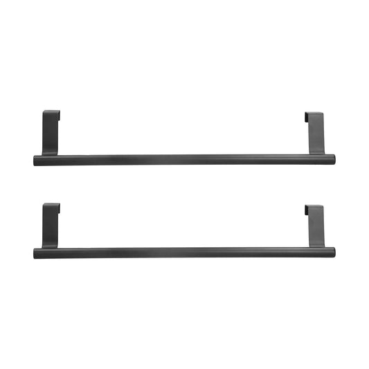2Pcs Towel Racks, Stainless Steel over Door Towel Bar Holder Black Hangable Cabinet Door Towel Rack Household Storage Supplies for Kitchen Bathroom