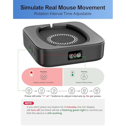 meatanty Undetectable Mouse Mover Usb Physical Jiggler,with LED Display and ON/OFF Switch, Running Frequency Adjustable, Keeps PC Laptop Active