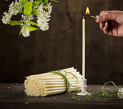 Danilovo Thin Taper Beeswax Candles - Honey-Scented, Decorative Candles Ideal for Birthday Decoration or Church Prayers - White Drip Free, Tall &