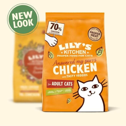 Lily's Kitchen Made with Natural Ingredients Adult Dry Cat Food Bag Chicken with Veggies Grain-Free Recipe 4 x 800g