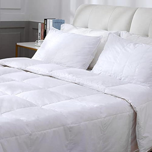 Threads For Bed 4.5 tog Down & Feather Duvet, Super King Duvet, Ideal Comfort For Spring & Summer Months, 100% Cotton Down Proof Fabric, Premium Box-Stitch Design, Breathable & Machine Washable