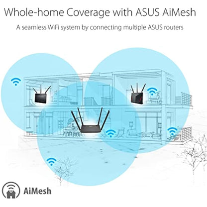 ASUS RT-AX53U Dual Band WiFi 6 Extendable Router with Mobile Tethering (Replacement of 4G 5G routers) free Network Security Parental Control, VPN, AiMesh Compatible, Gaming & Streaming Smart Home USB