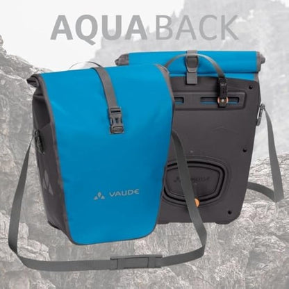 VAUDE Aqua Back Bike Pannier in Blue, 24L Rear Bike Rack Bag - Waterproof Cycling Bag, Easy Mounting - Made in Germany