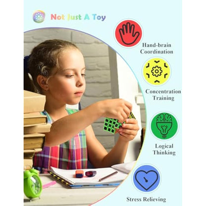 ROXENDA Speed Cube, Magic Puzzle Cube Super-durable Carbon Fiber Sticker with Vivid Colors for Kids (5x5x5)